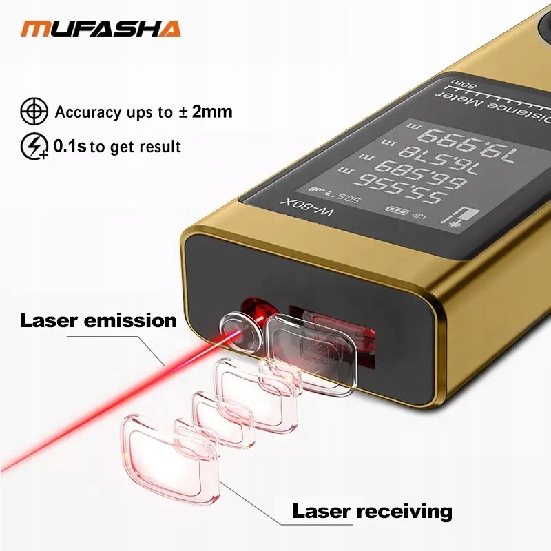 Dalmierz laserowy miernik odległości cyfrowy MUFASHA W-80X 80m