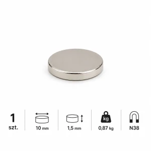 MW 10x1,5 N38 - magnes neodymowy