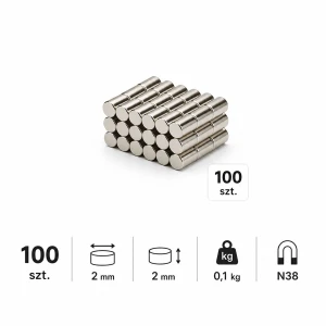 MW 2x2 N52 - magnes neodymowy 100szt