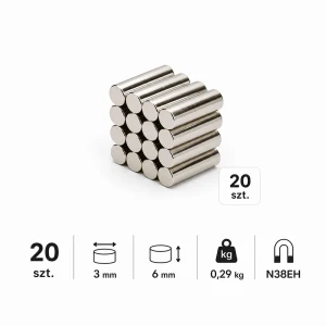 MW 3x6 N38 EH - magnes neodymowy 20szt