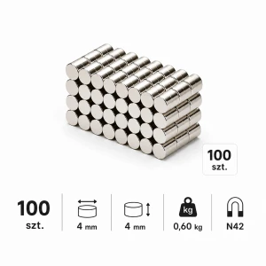 MW 4x4 N42 - magnes neodymowy 100szt