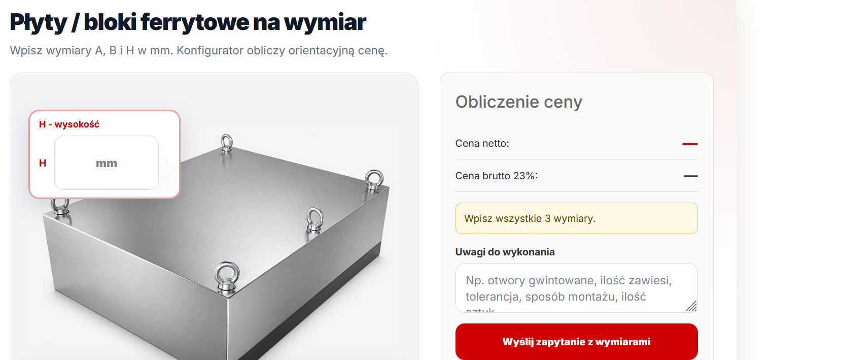 Nowy konfigurator płyt i bloków ferrytowych na wymiar – szybka wycena online